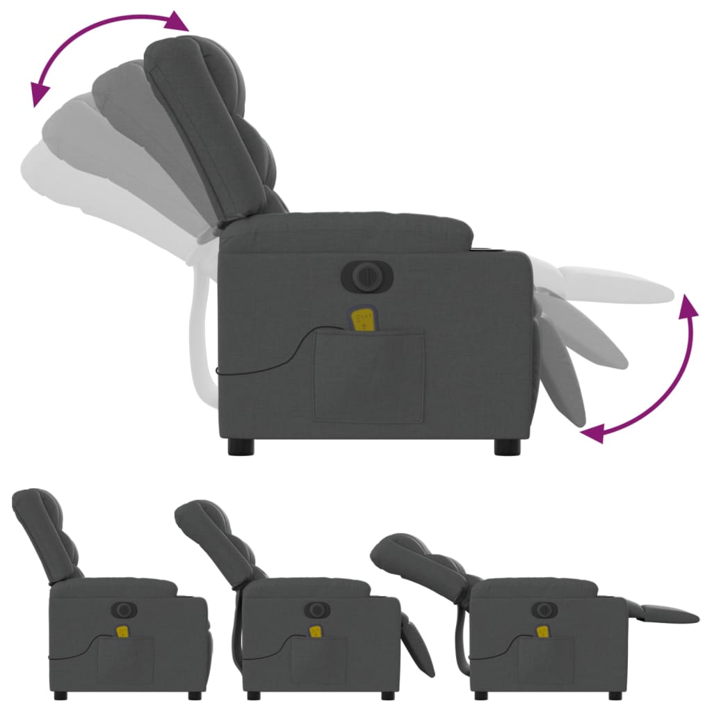 Massagestoel Stof Donkergrijs