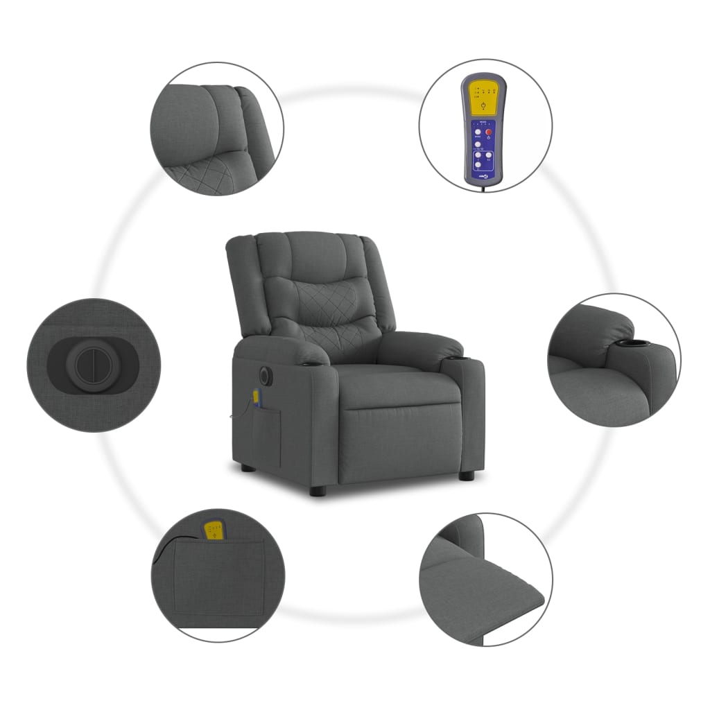Massagestoel Stof Donkergrijs