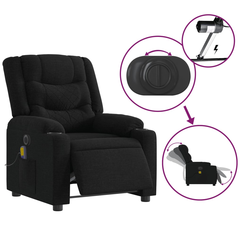Massagestoel Stof Zwart