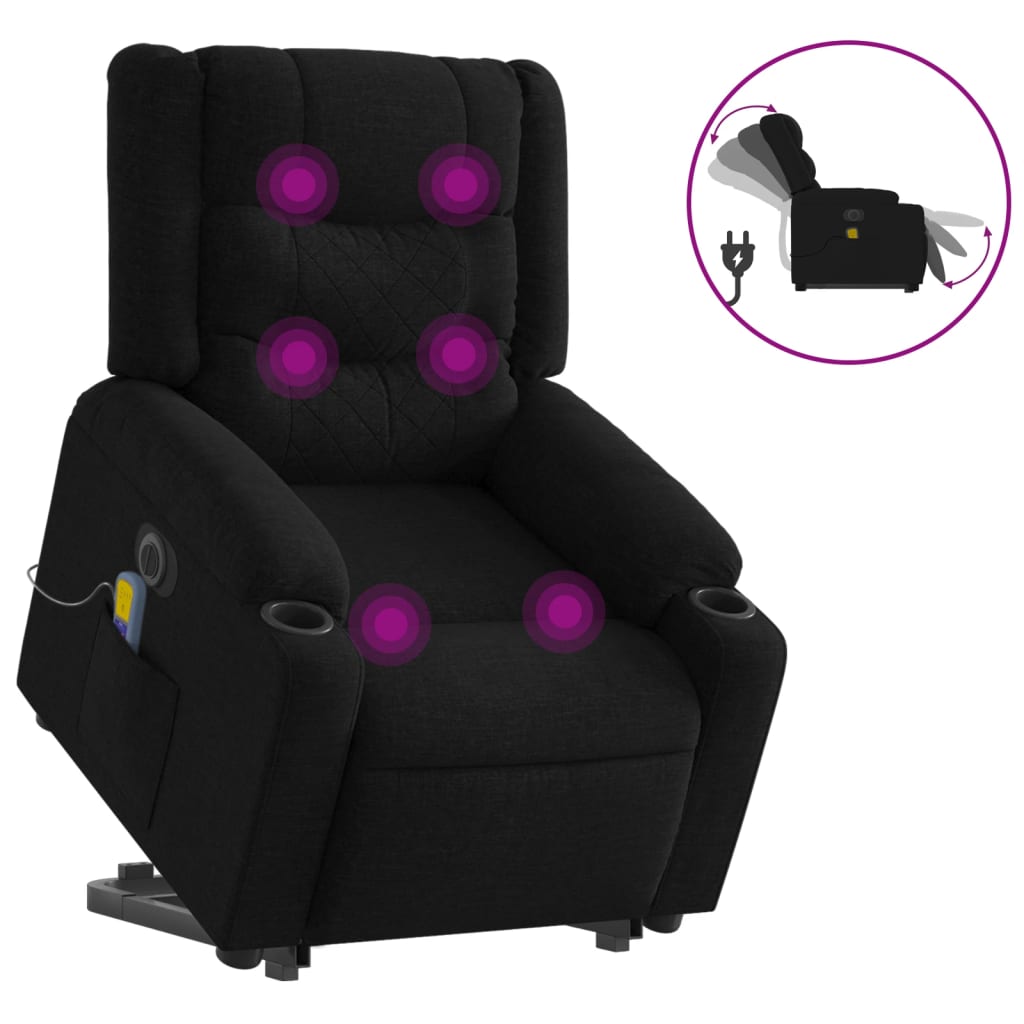 Sta-Op-Massagestoel Stof Zwart