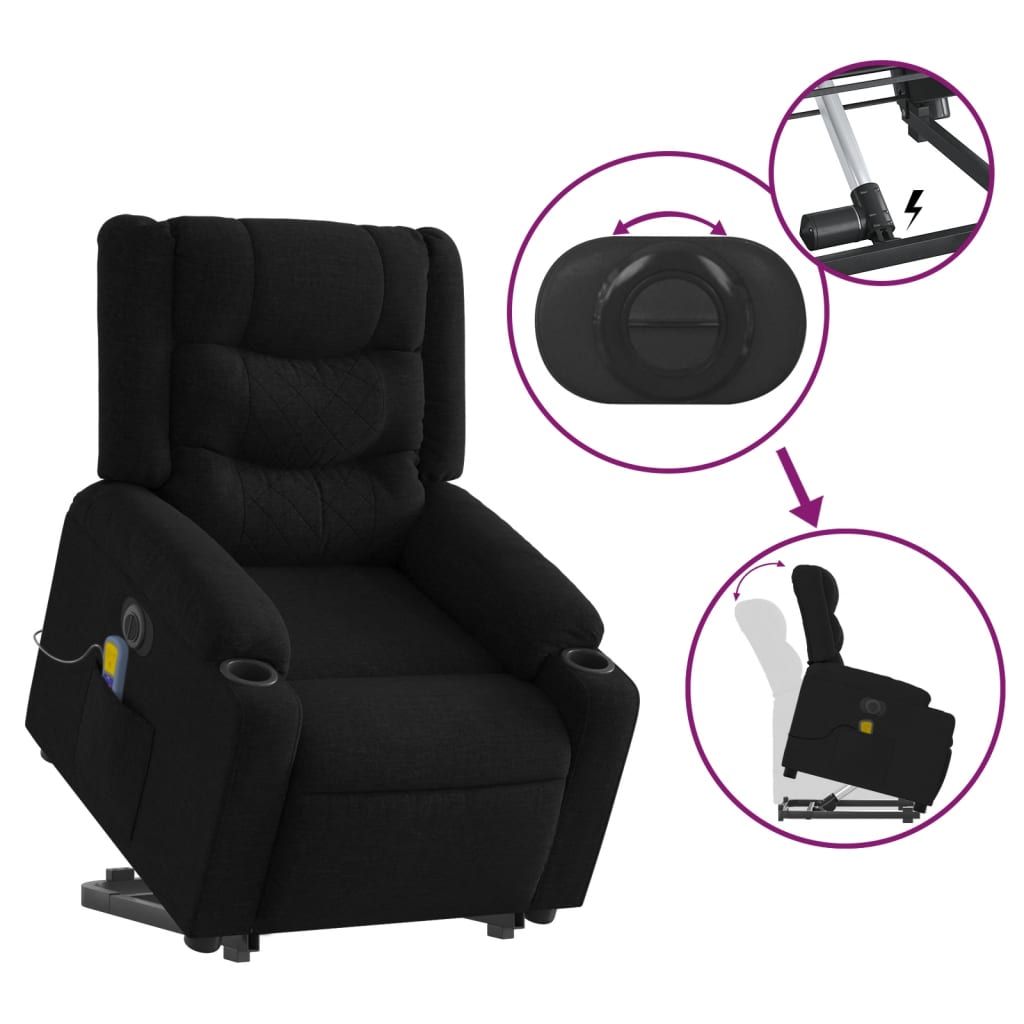 Sta-Op-Massagestoel Stof Zwart