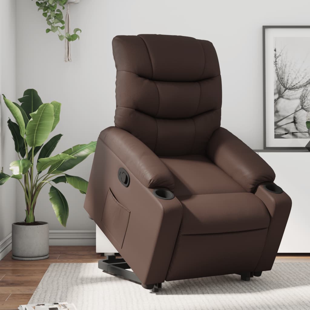 Sta-Op-Fauteuil Verstelbaar Kunstleer Bruin