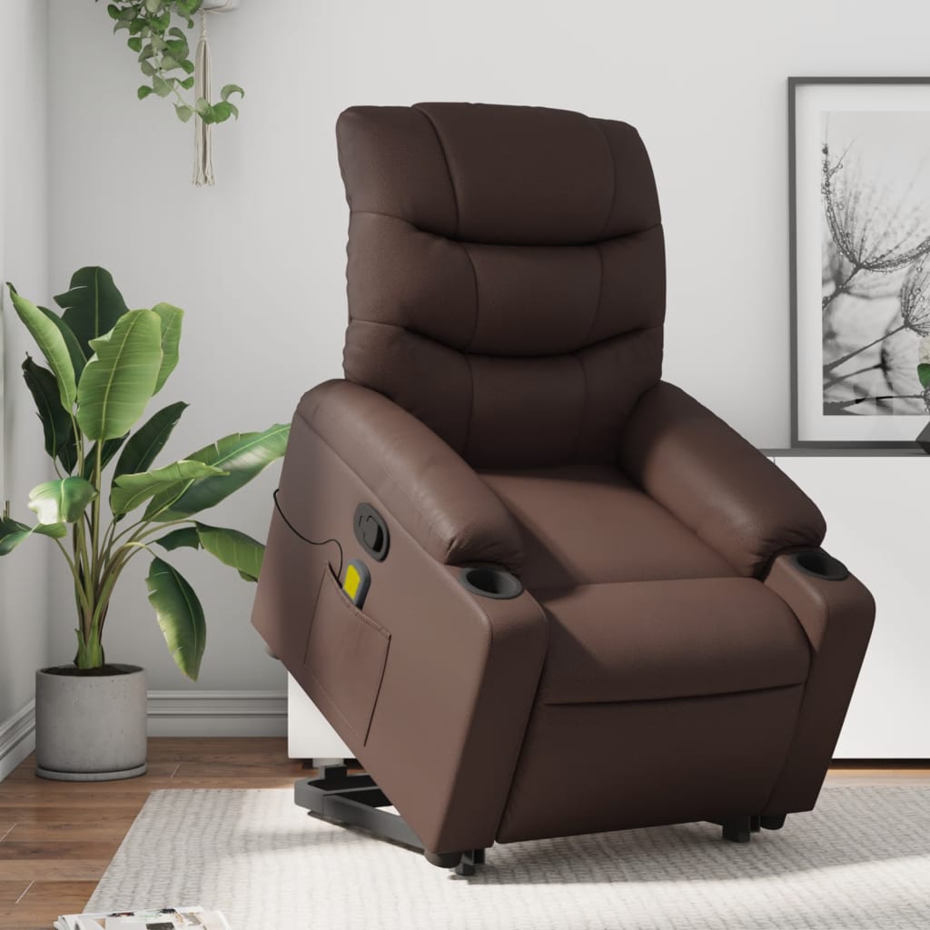 Sta-Op-Fauteuil Verstelbaar Kunstleer Bruin