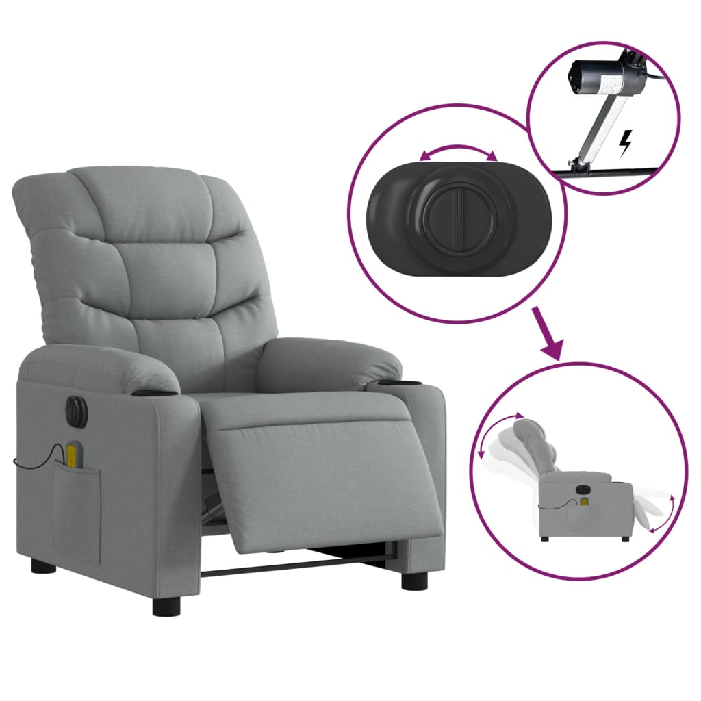 Massagestoel Stof Lichtgrijs