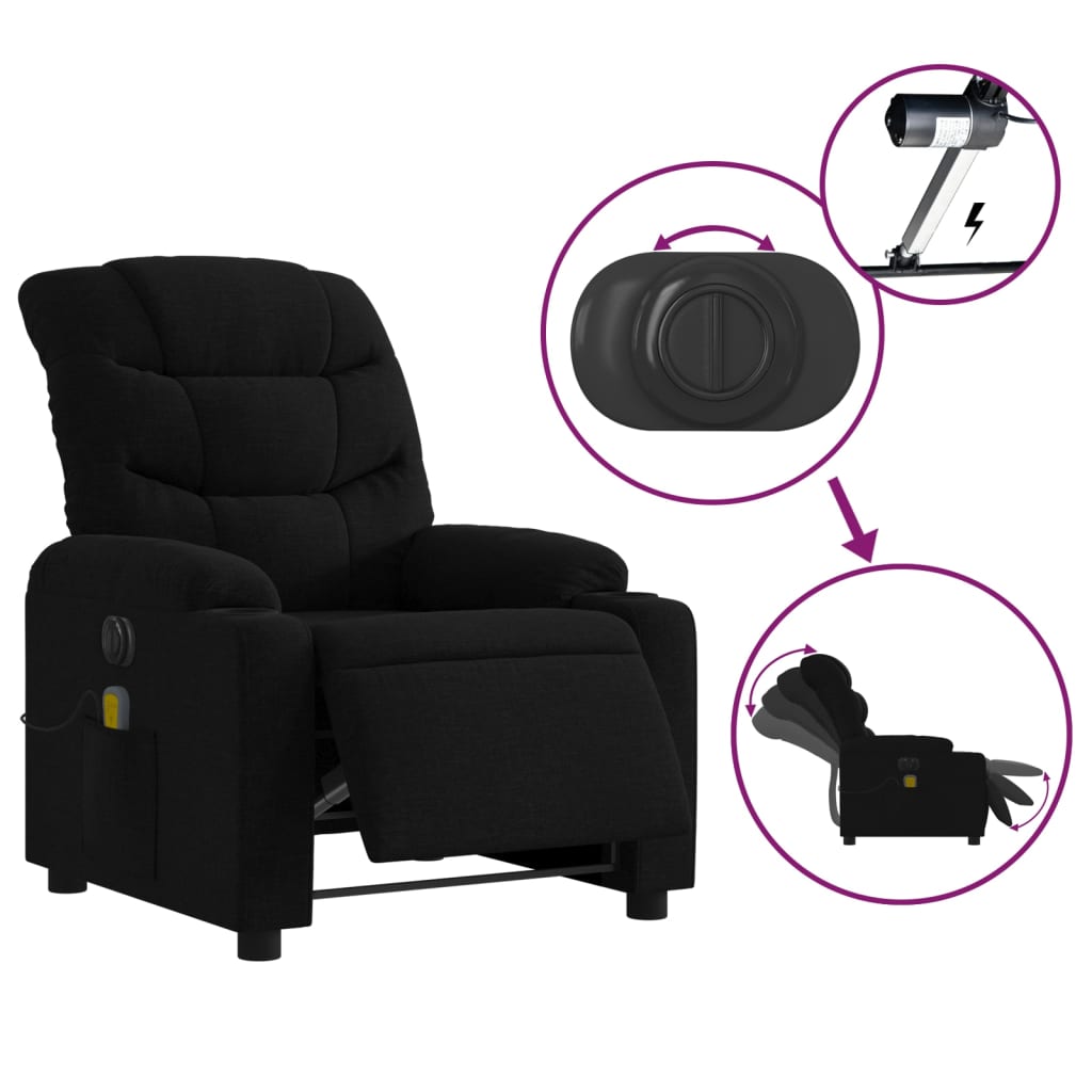 Massagestoel Stof Zwart