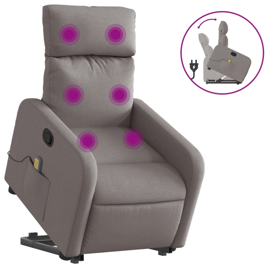 Sta-Op-Massagestoel Verstelbaar Stof Taupe