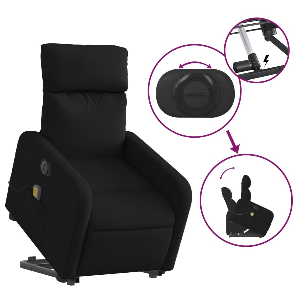 Sta-Op-Massagestoel Stof Zwart
