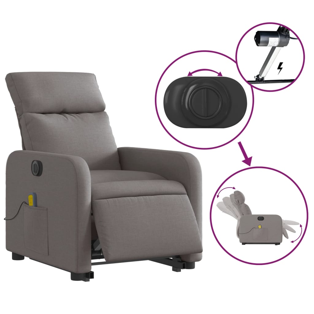 Sta-Op-Massagestoel Stof Taupe