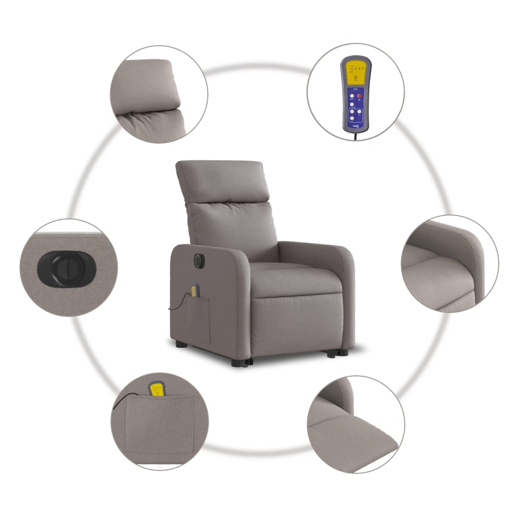 Sta-Op-Massagestoel Stof Taupe
