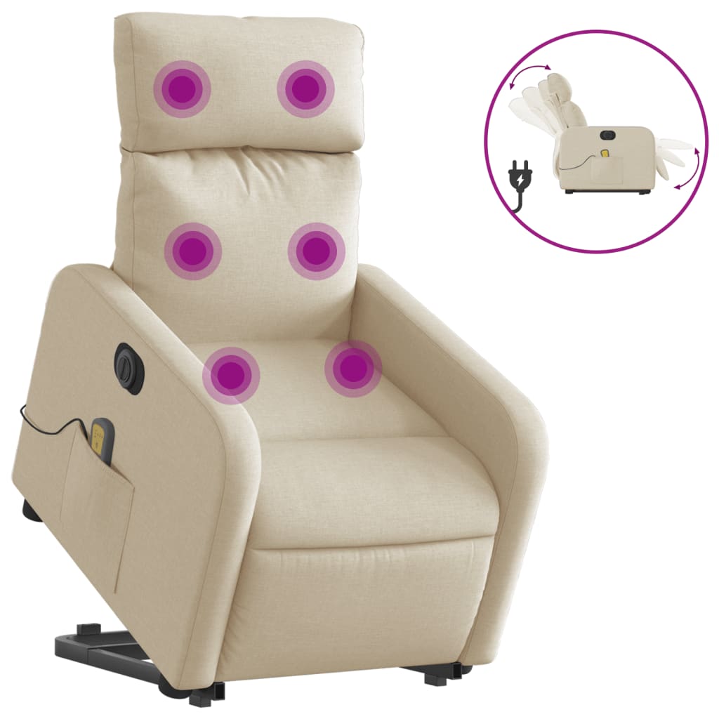 Sta-Op-Massagestoel Stof Kleurig Crème