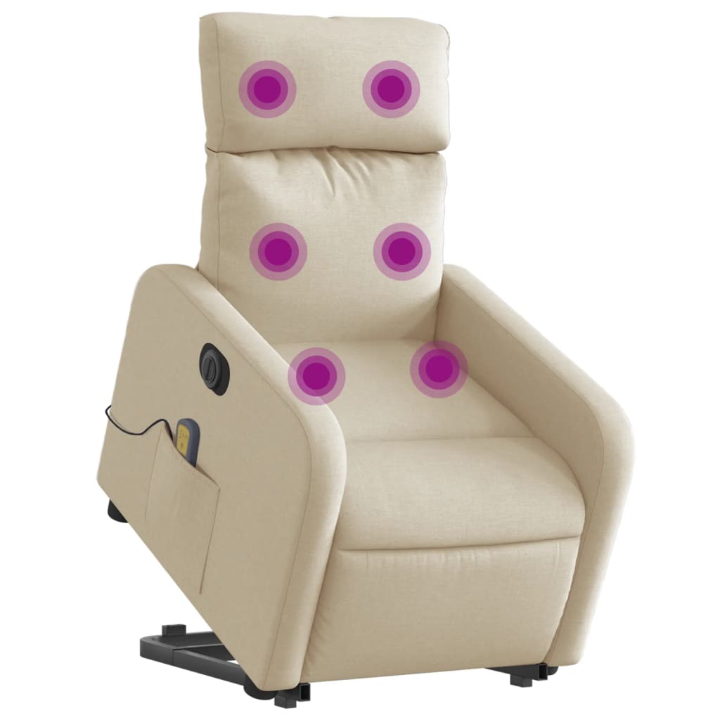 Sta-Op-Massagestoel Stof Kleurig Crème