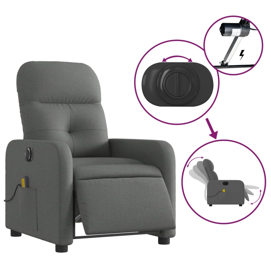 Massagestoel Stof Donkergrijs