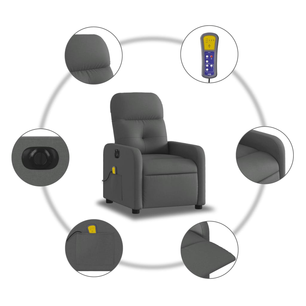 Massagestoel Stof Donkergrijs