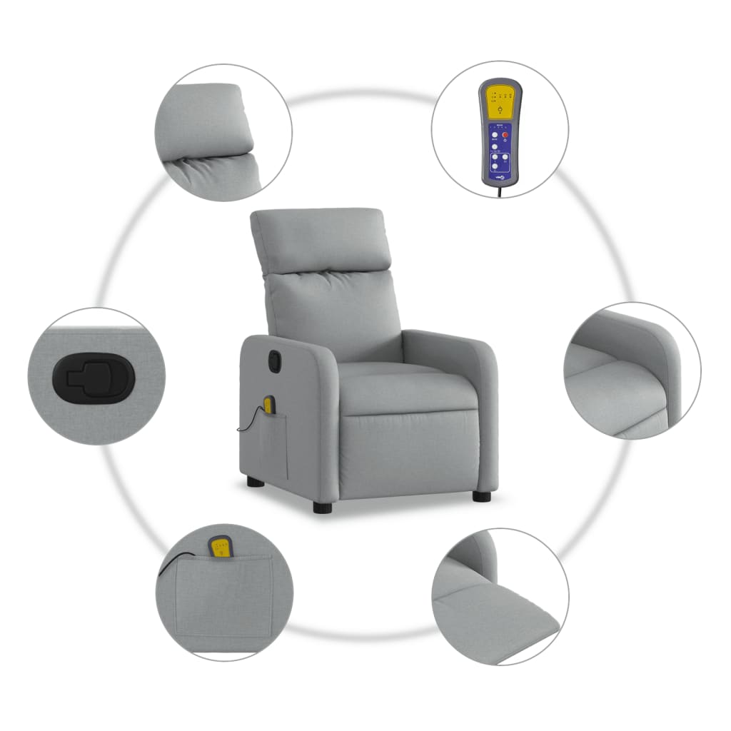 Massagestoel Lichtgrijze Stof