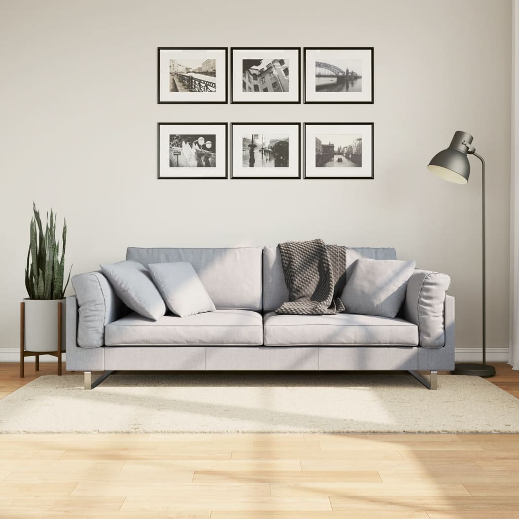 Vloerkleed Pamplona Shaggy Hoogpolig Modern Crème
