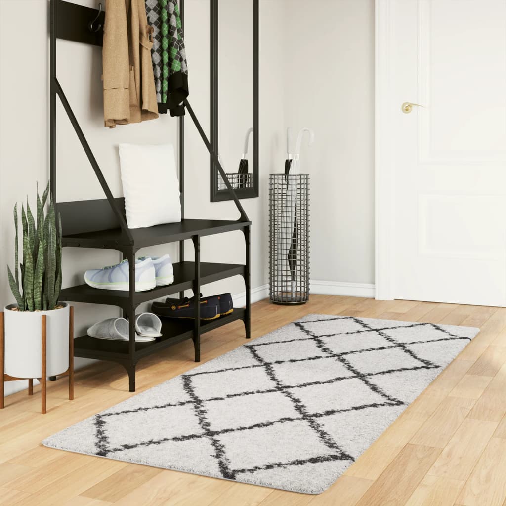 Vloerkleed Pamplona Shaggy Hoogpolig Crème En Crèmekleurig En Zwart