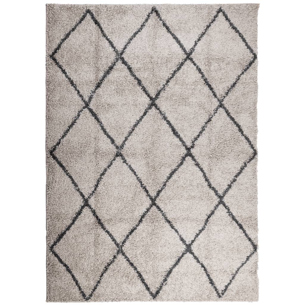 Vloerkleed Pamplona Shaggy Hoogpolig Beige En Antraciet