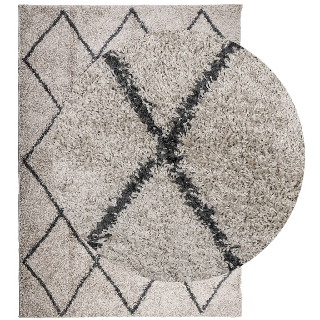 Vloerkleed Pamplona Shaggy Hoogpolig Beige En Antraciet