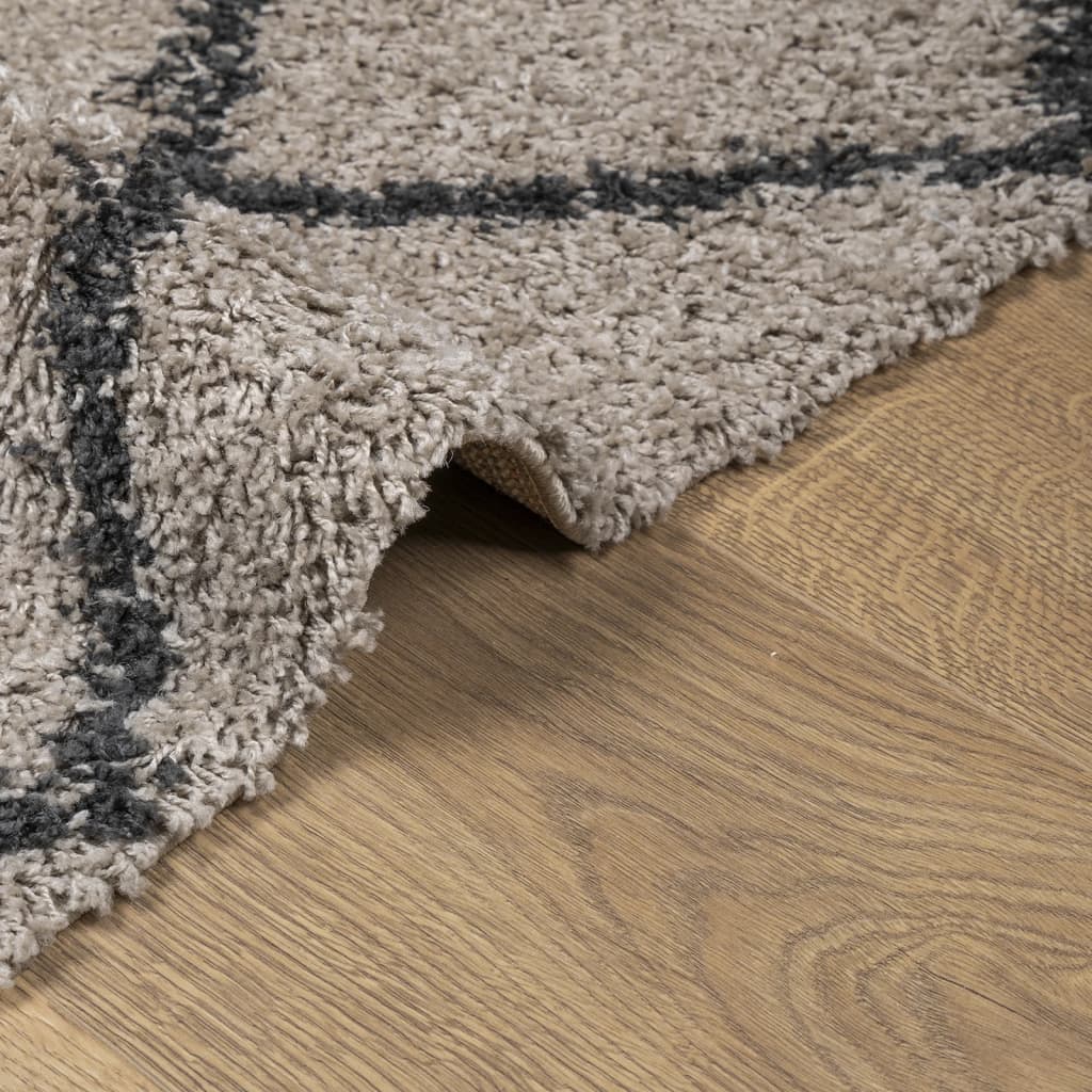 Vloerkleed Pamplona Shaggy Hoogpolig Beige En Antraciet