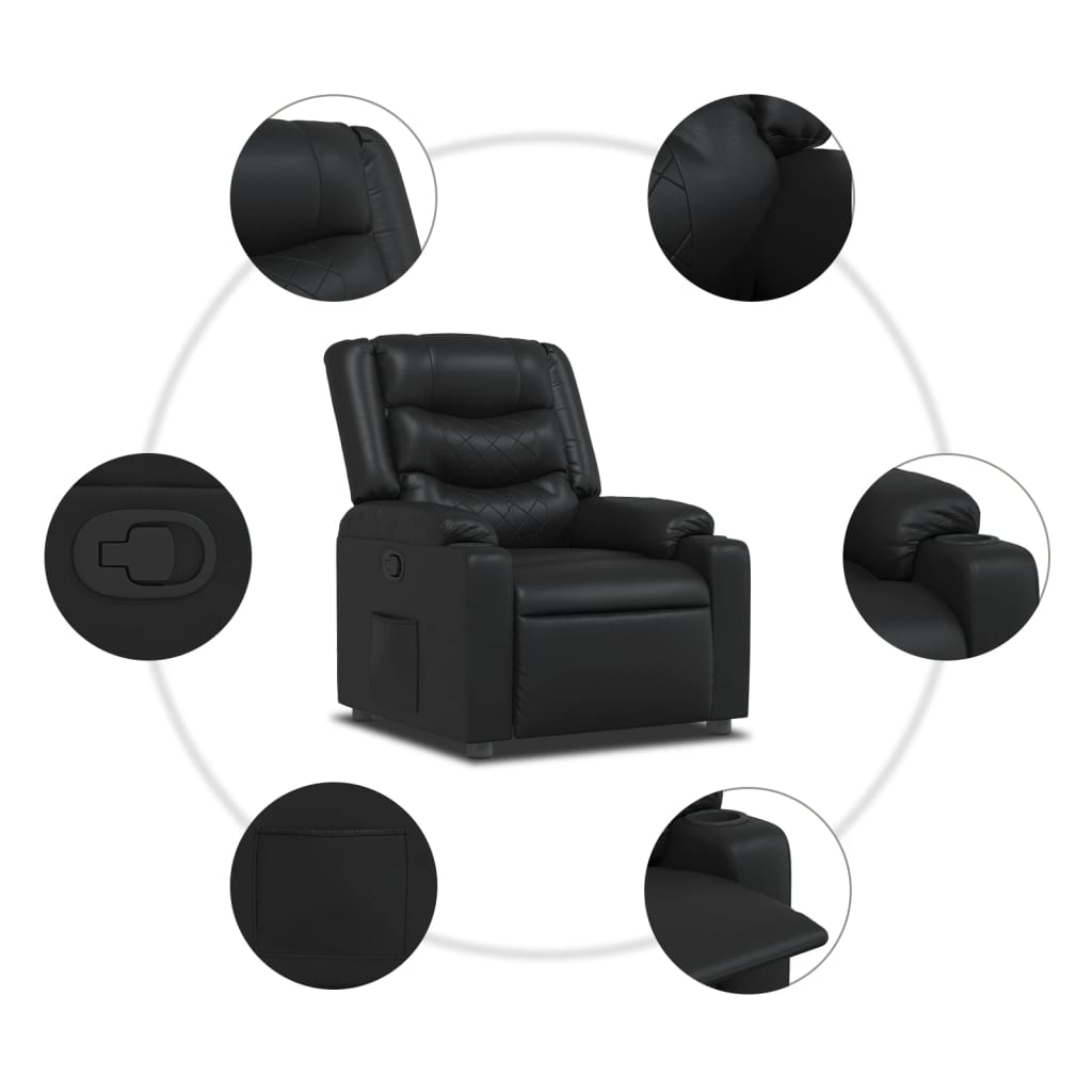 Fauteuil Verstelbaar Kunstleer Zwart