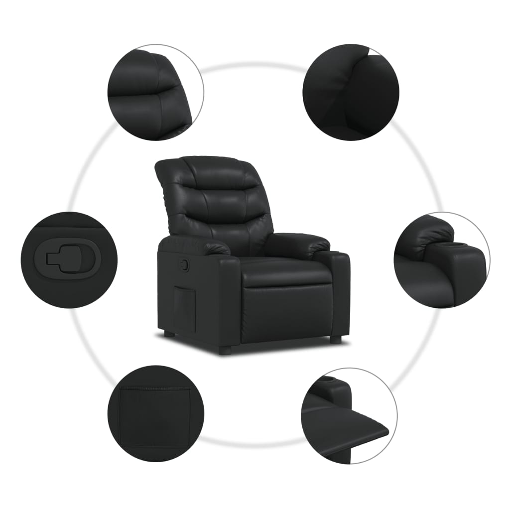 Fauteuil Verstelbaar Kunstleer Zwart