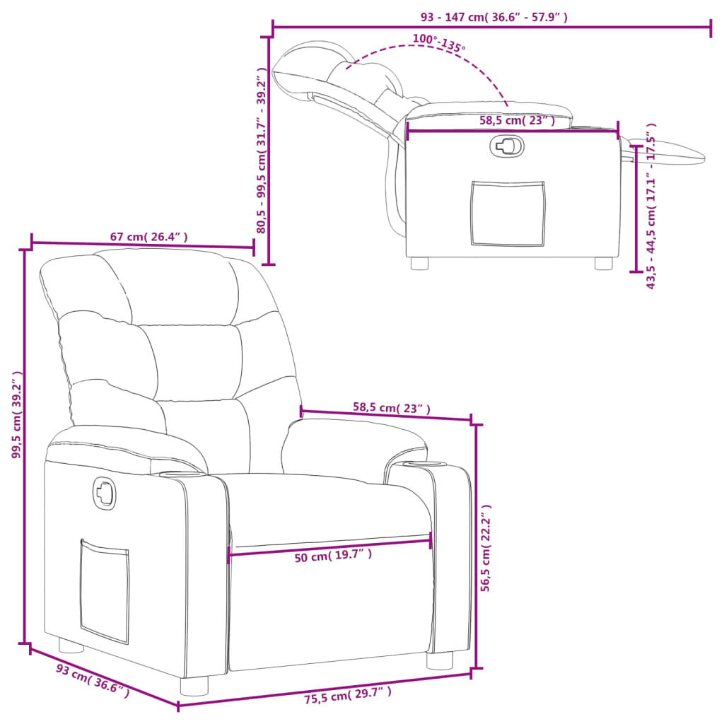 Fauteuil Verstelbaar Stof Bruin
