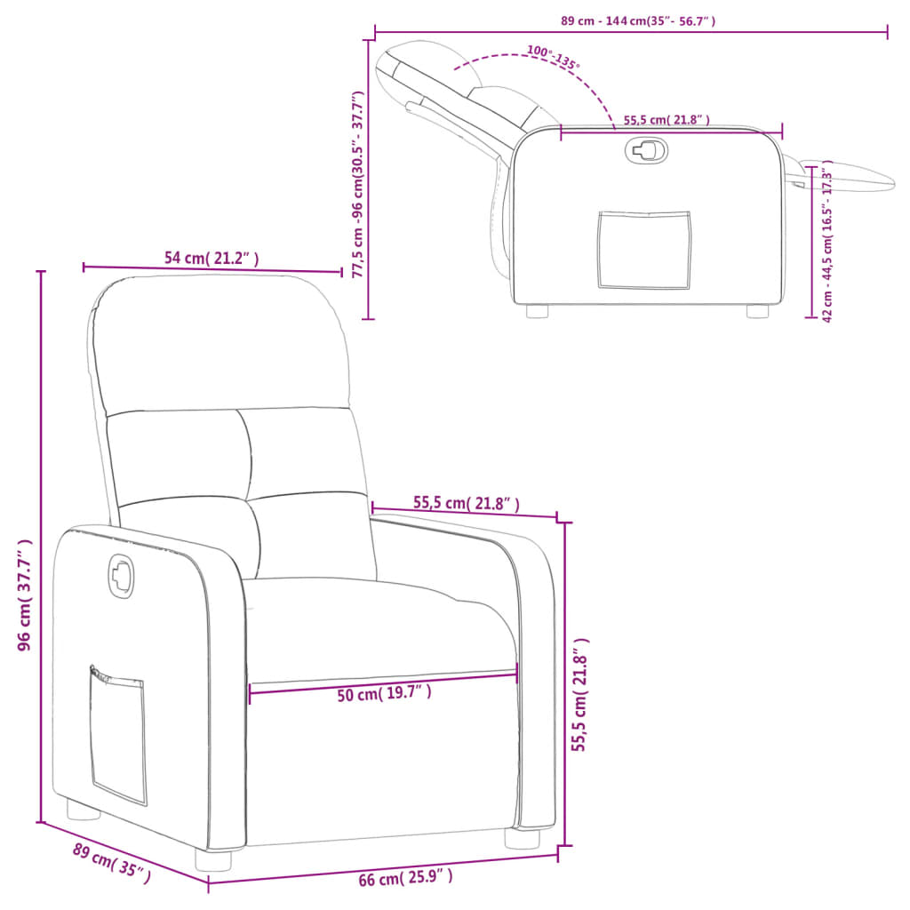 Fauteuil Verstelbaar Stof Lichtgrijs