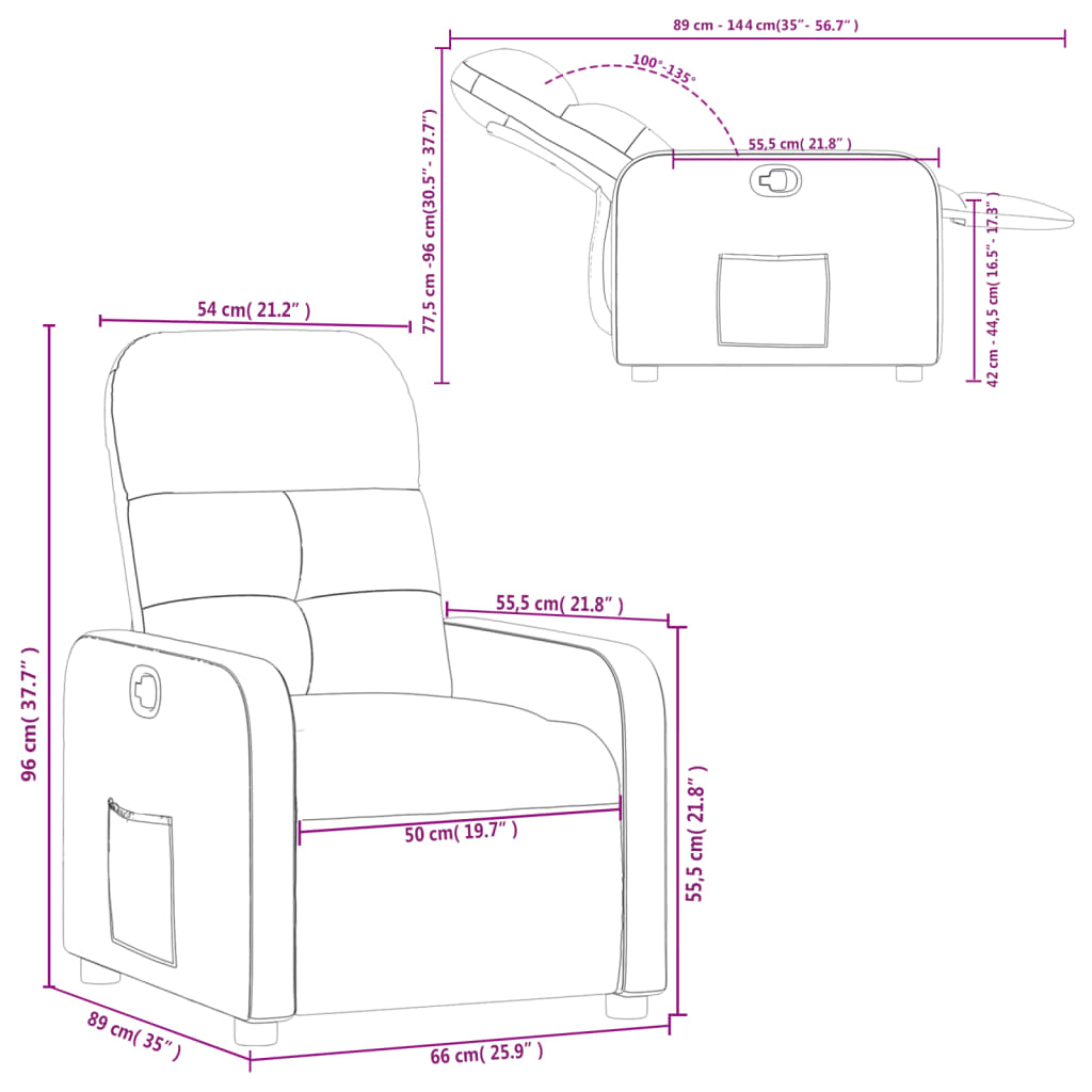 Fauteuil Verstelbaar Stof Donkerbruin