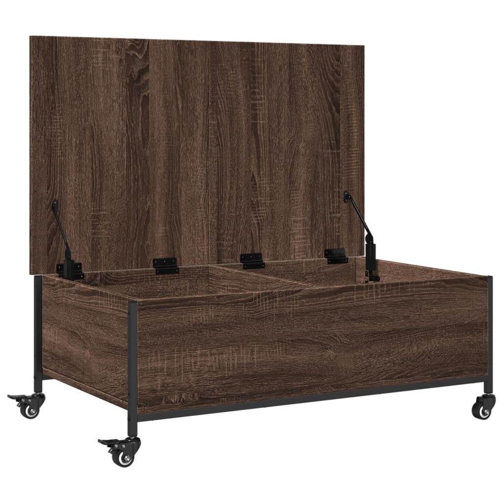Salontafel Met Wielen 91X55X34 Cm Bewerkt Hout