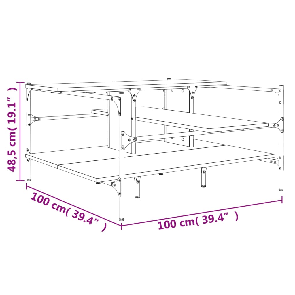 Salontafel 100X100X48,5 Cm Bewerkt Hout Kleurig