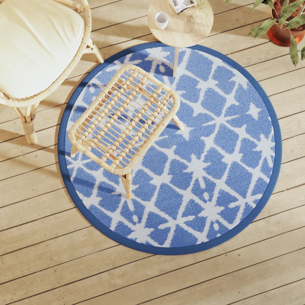 Buitenkleed Arakil Ø200 Cm Polypropeen Blauw En Wit
