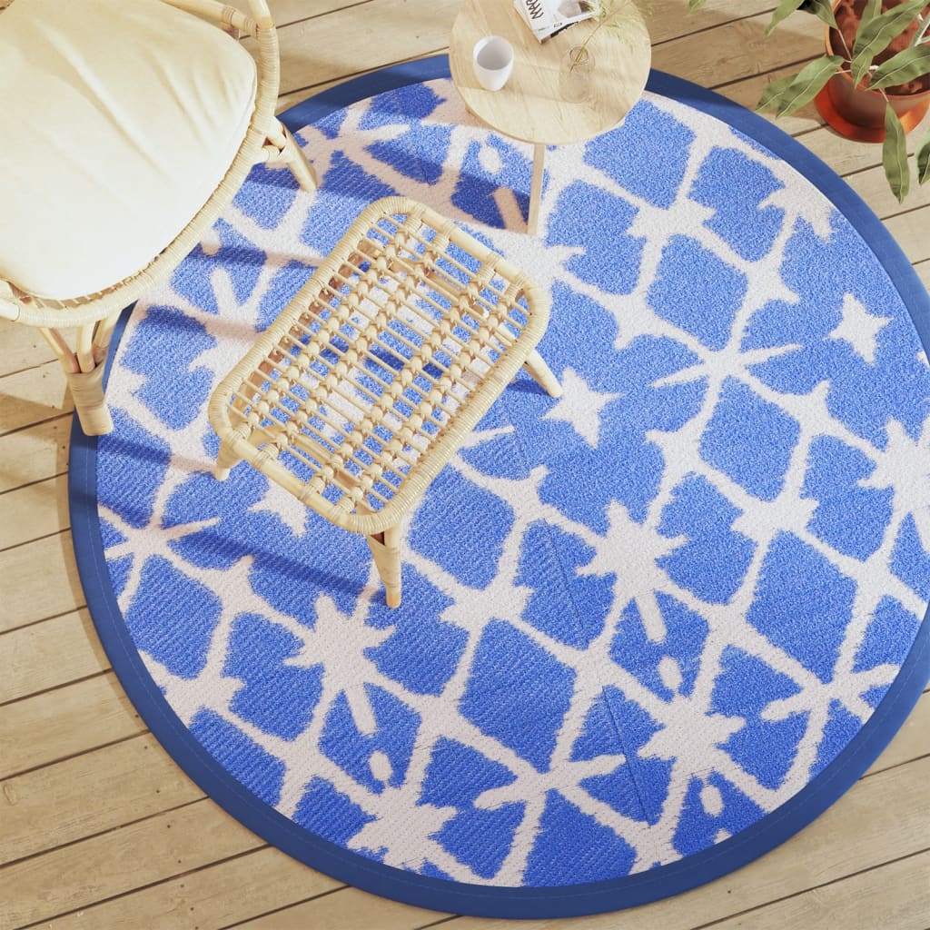 Buitenkleed Arakil Ø200 Cm Polypropeen Blauw En Wit