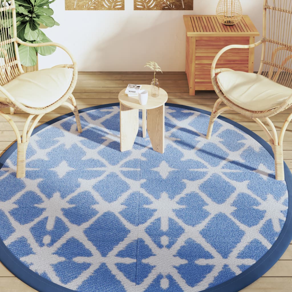 Buitenkleed Arakil Ø200 Cm Polypropeen Blauw En Wit