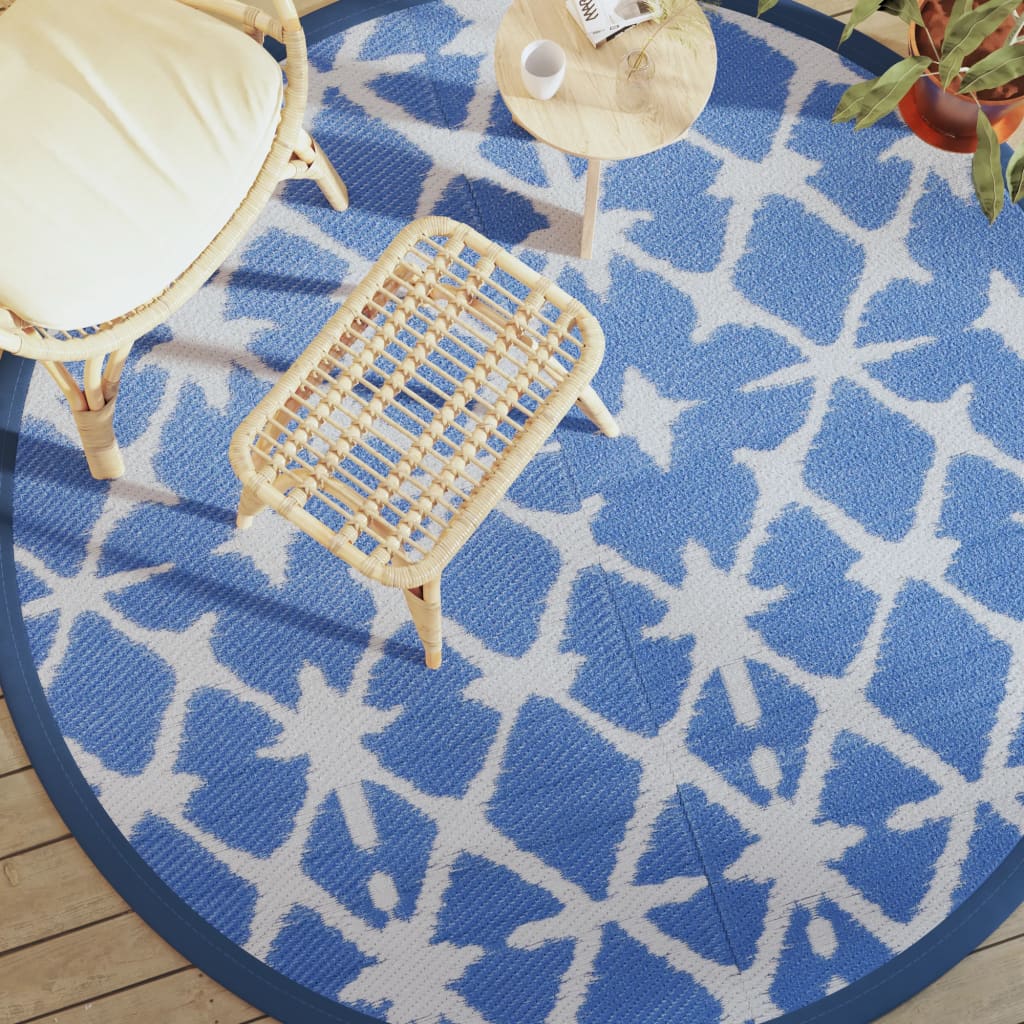 Buitenkleed Arakil Ø200 Cm Polypropeen Blauw En Wit