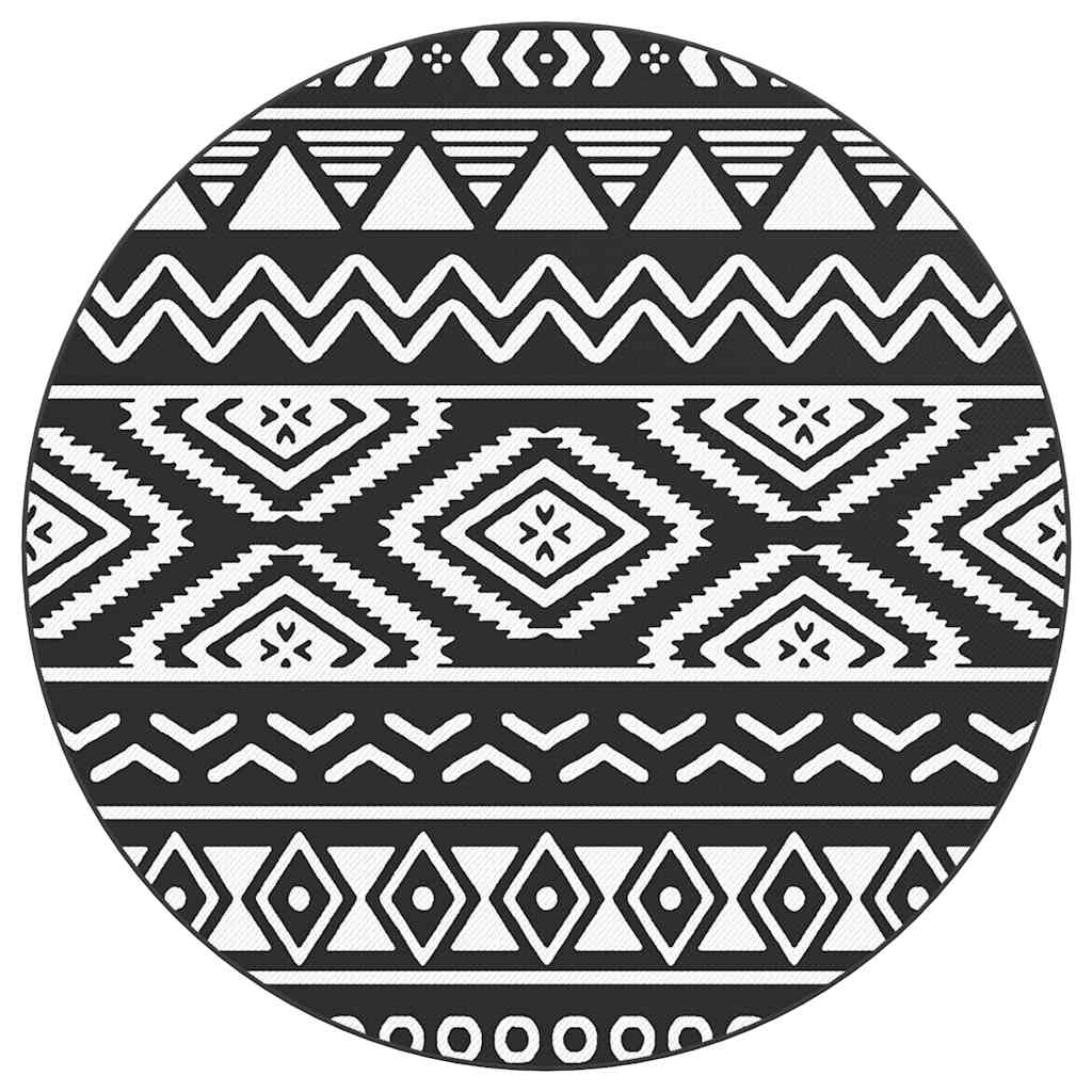 Buitenkleed Arakil Ø120 Cm Polypropeen Zwart Zwart Patroon