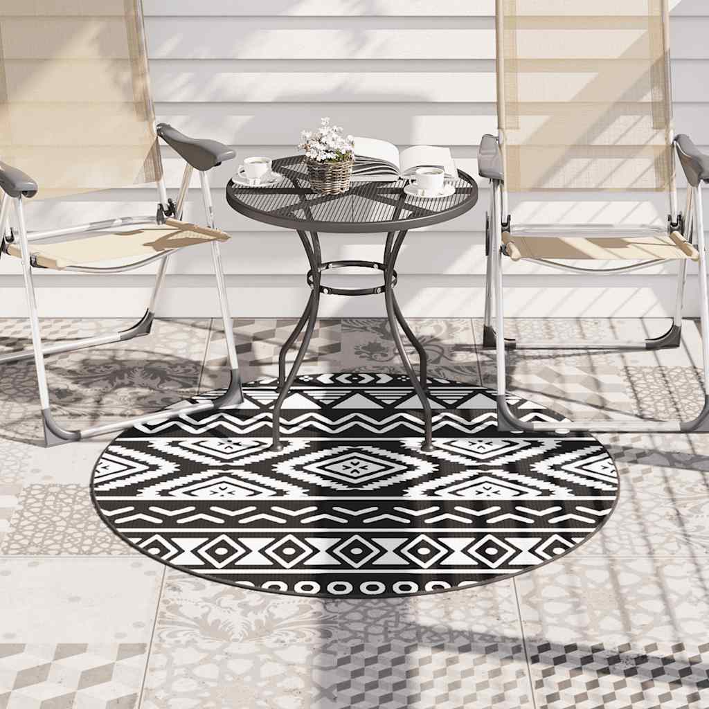 Buitenkleed Arakil Ø120 Cm Polypropeen Zwart Zwart Patroon