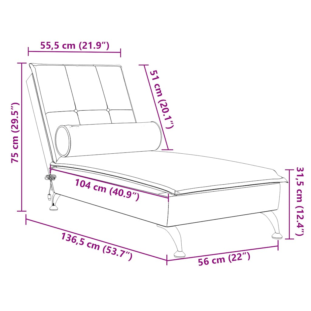Massage Chaise Longue Met Bolster Fluweel