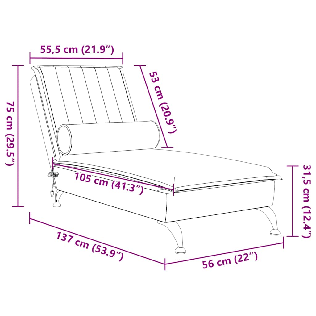 Massage Chaise Longue Met Bolster Fluweel Roze