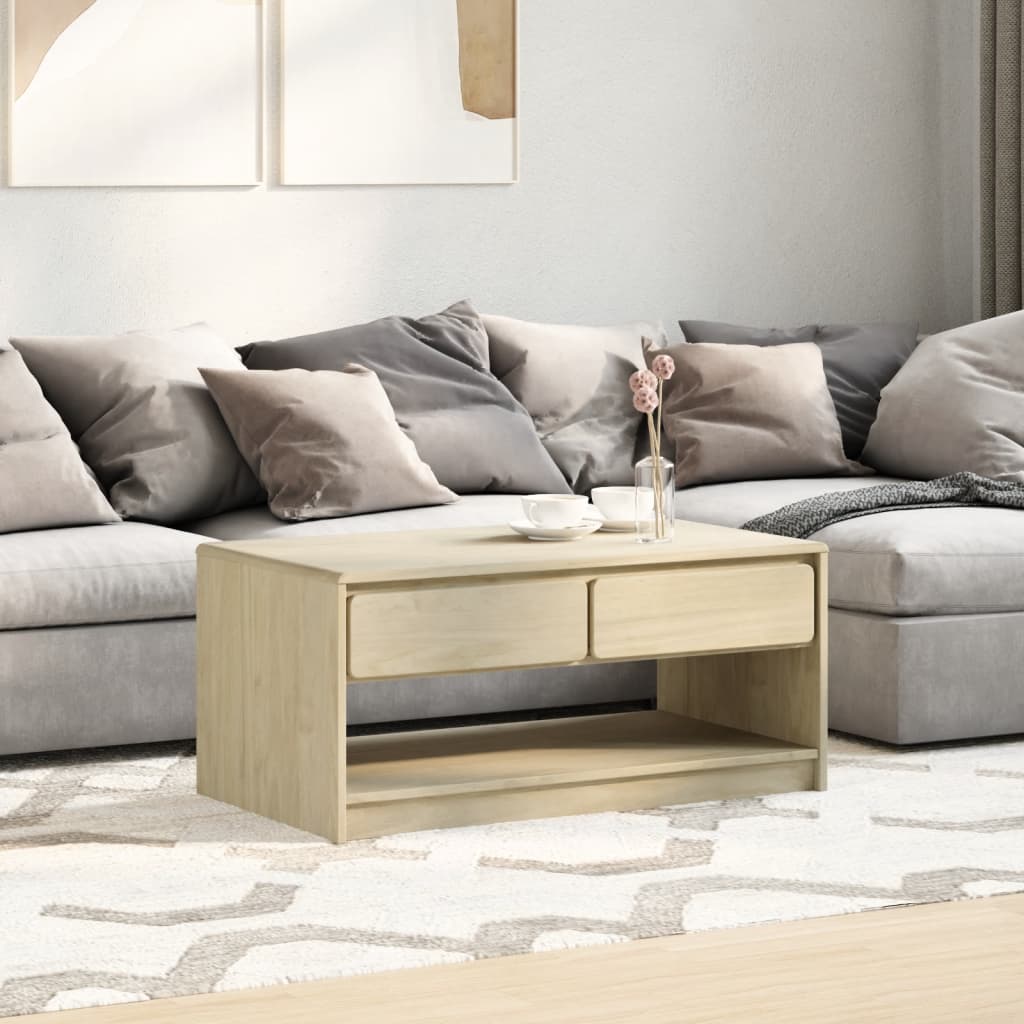 Salontafel Sauda 99X55X45 Cm Massief Grenenhout Eikenkleurig Multikleur