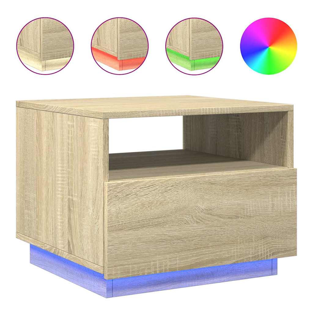Salontafel Met Led-Verlichting 50X49X40 Cm Kleurig