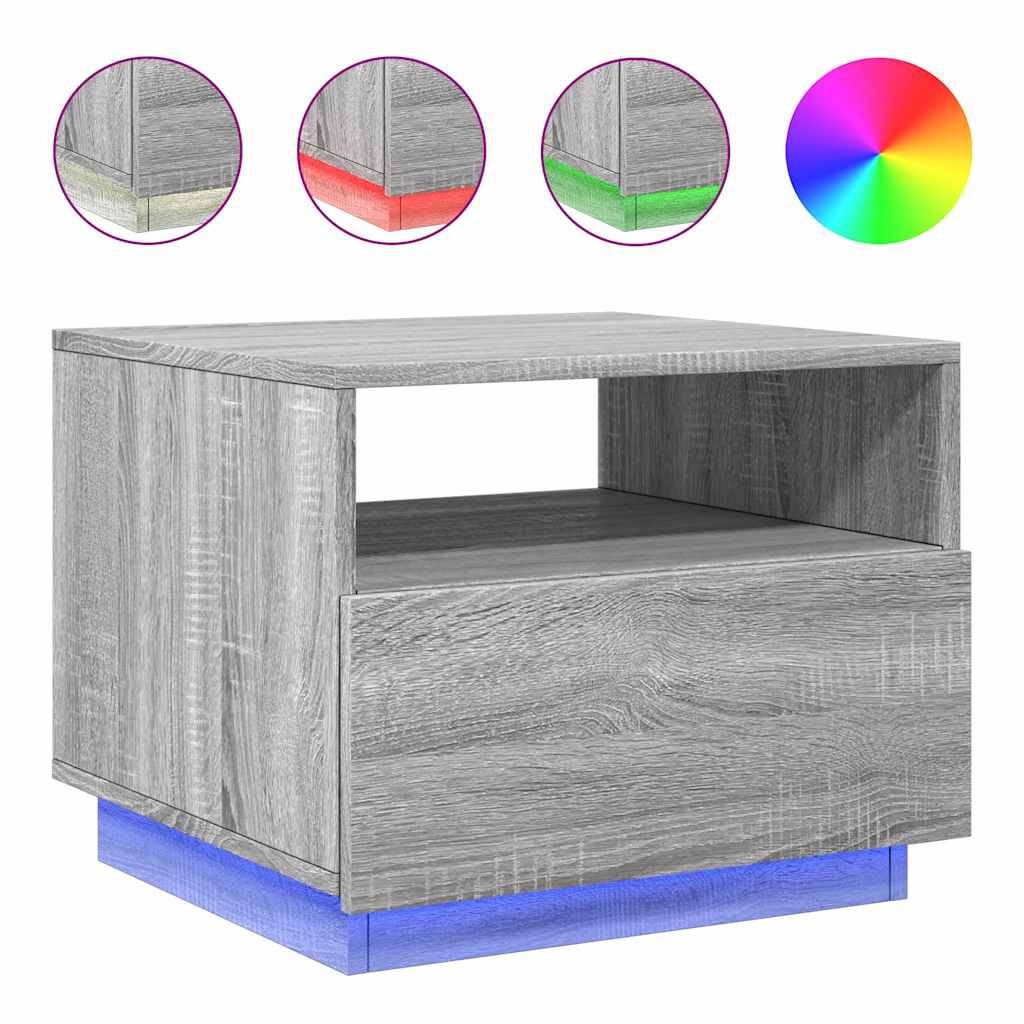 Salontafel Met Led-Verlichting 50X49X40 Cm Eiken