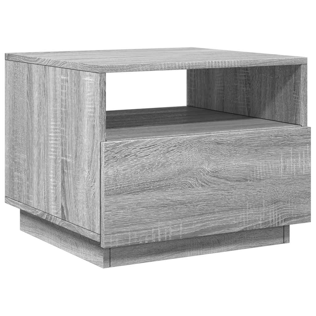 Salontafel Met Led-Verlichting 50X49X40 Cm Eiken