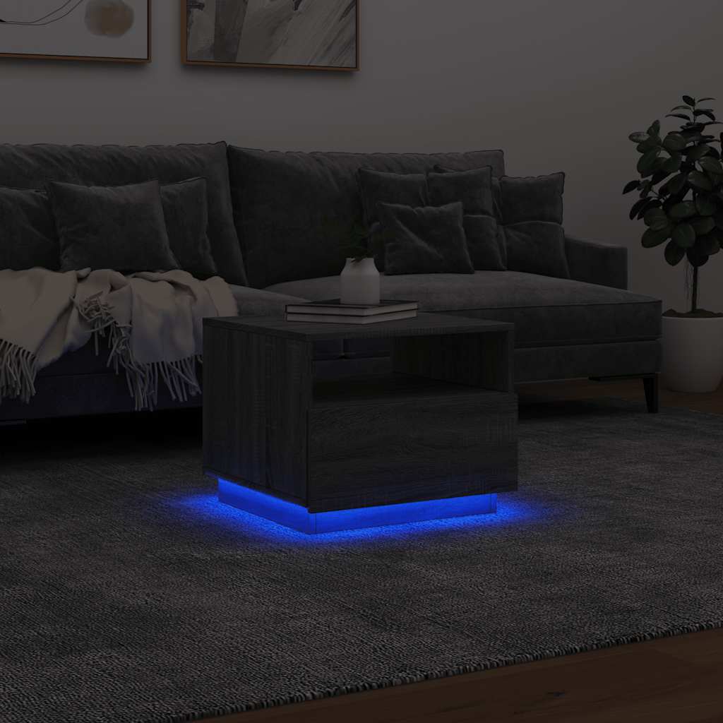 Salontafel Met Led-Verlichting 50X49X40 Cm Eiken