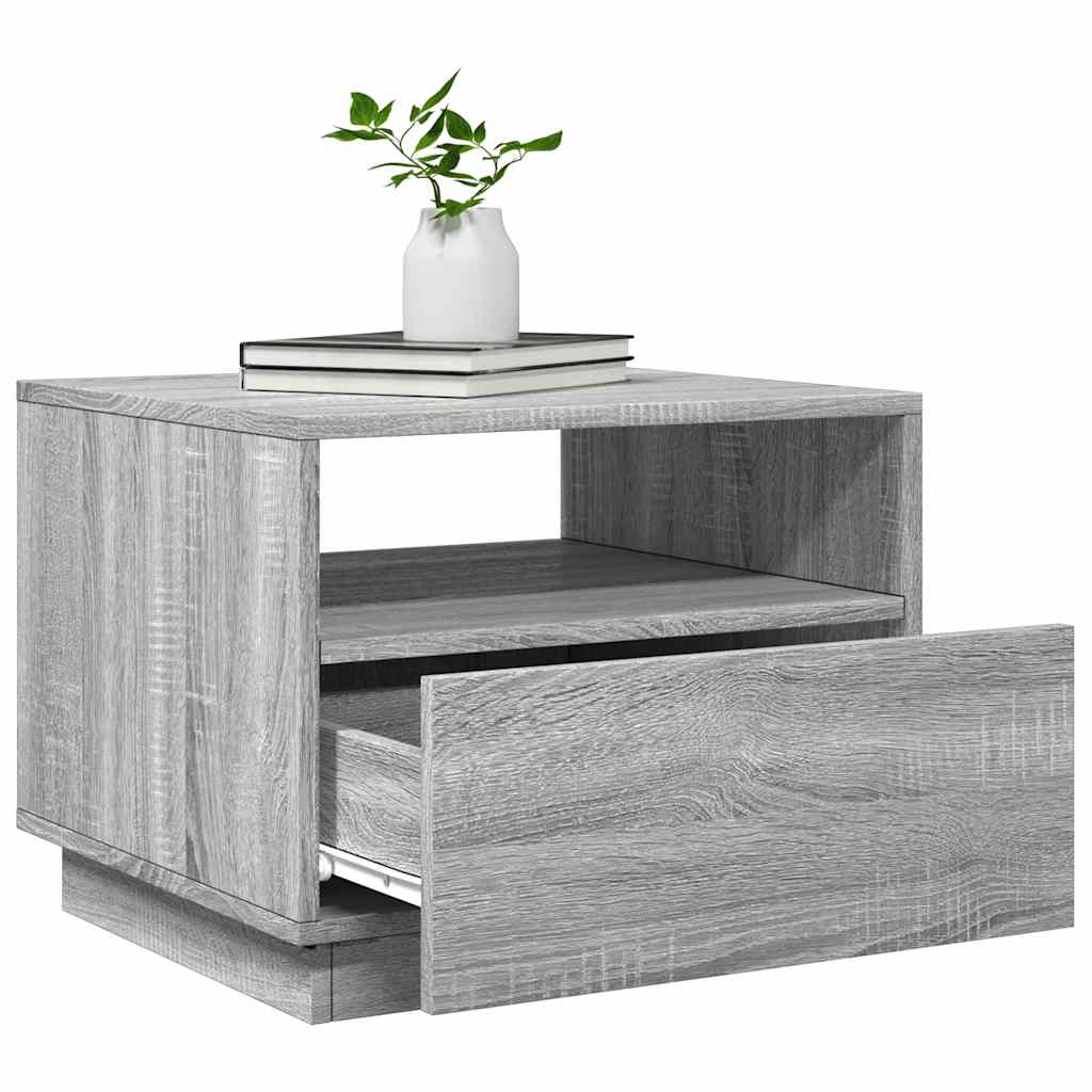 Salontafel Met Led-Verlichting 50X49X40 Cm Eiken