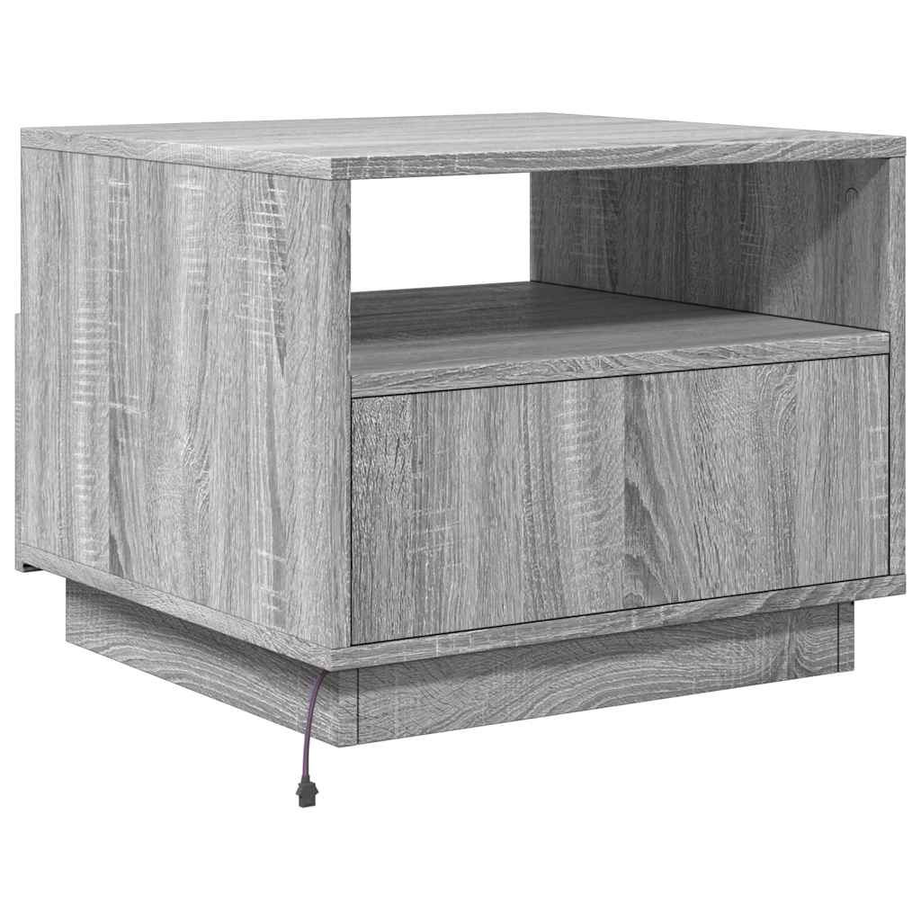 Salontafel Met Led-Verlichting 50X49X40 Cm Eiken