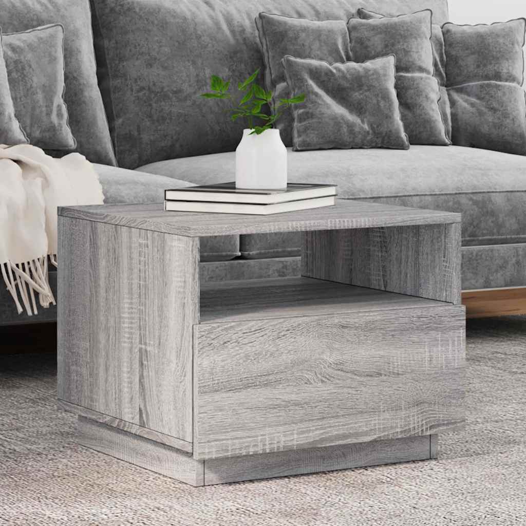 Salontafel Met Led-Verlichting 50X49X40 Cm Eiken
