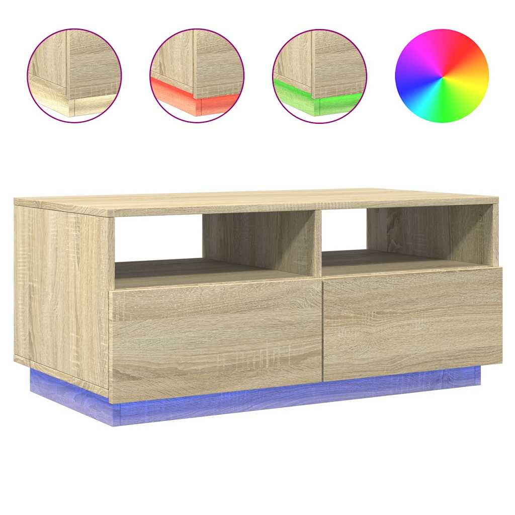 Salontafel Met Led-Verlichting 90X49X40 Cm Kleurig