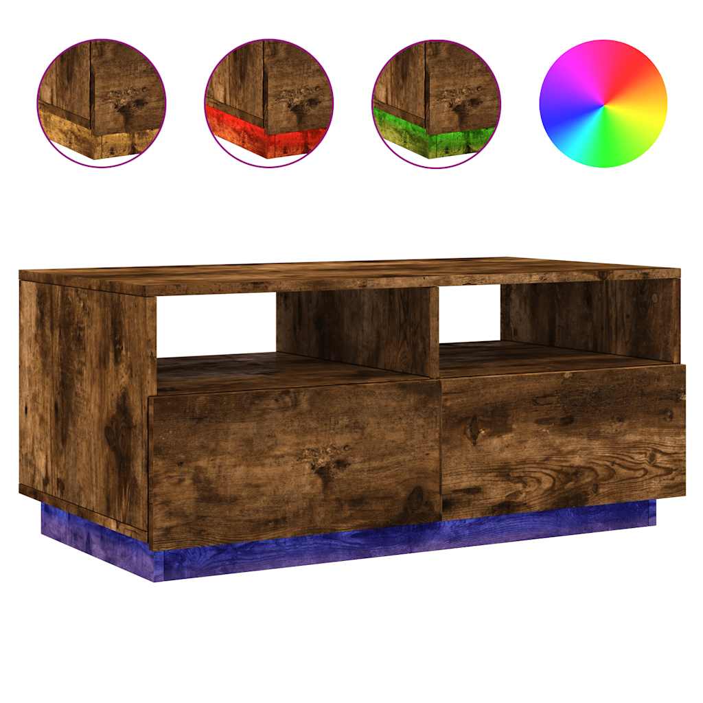 Salontafel Met Led-Verlichting 90X49X40 Cm Kleurig
