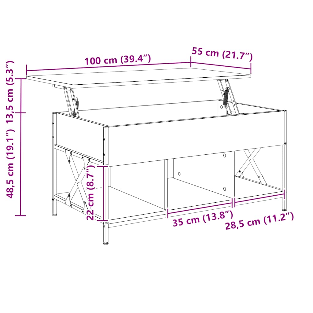 Salontafel 100X55X50 Cm Bewerkt Hout En Metaal