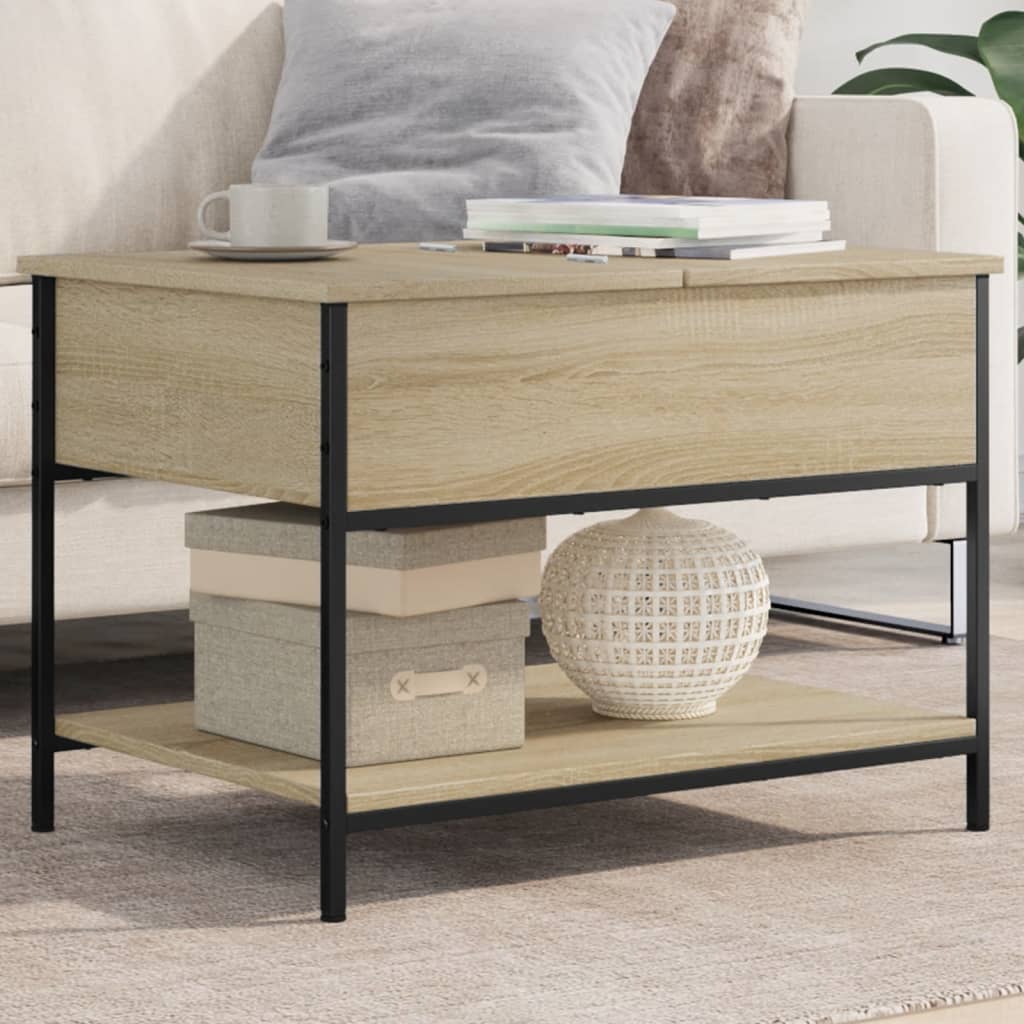 Salontafel 100X50X50 Cm Bewerkt Hout En Metaal Bruineikenkleur